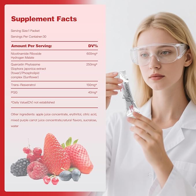 NAD 1000mg Liquid Supplement, NAD+ Liquid Supplement with Nicotinamide Riboside, Resveratrol & PQQ, NAD+ Supplements for Men & Women, Healthy Aging & Boosts Cellular Energy – 30 Packs
