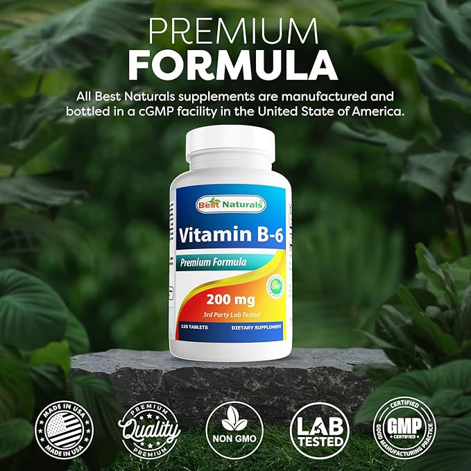 Best Naturals Vitamin b6 200mg for Adults, 120 Tablets (120 Count (Pack of 1))