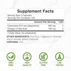 DEAL SUPPLEMENT CoQ10 300mg with Omega 3 100mg, 240 Capsules | Bioavailable Coenzyme Q10 Formula | Supports Heart, Energy & Brain Health | Antioxidant Support | Non-GMO