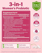 Probiotics and Organic Prebiotics for Women pH Balance & Digestion- 60 Billion CFU Vaginal Probiotics with Cranberry D-Mannose, Vegan & Non-GMO for Urinary Tract & Immune | 90 Caps