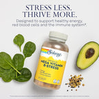 SOLARAY Mega Vitamin B-Stress - Timed Release Vitamin B Complex w/Vitamin B12, B6, Folic Acid, VIT. C - Stress, Energy, Red Blood Cell, Immune Support - Vegan, 60-Day Guarantee (240 CT)