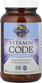 Garden of Life Multivitamin for Men - Vitamin Code 50 & Wiser Men's Raw Whole Food Vitamin Supplement with Probiotics, Vegetarian, 120 Capsules