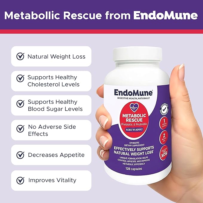 Endomune Metabolic Rescue Prebiotic and Probiotic - Physician Formulated - 120 Vegetarian Capsules - Weightloss Supplement