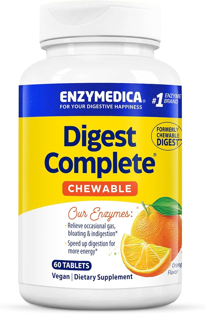 Enzymedica Digest Complete Chewable, Digestive Enzymes, Orange Flavor, 60 Tablets
