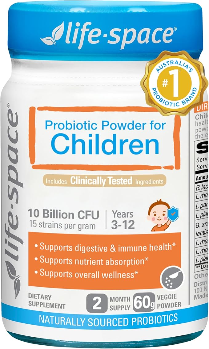 Life-Space Probiotic for Children 3-12 Years,10 Billion CFU & Multi Strain, Improve Appetite for Relieve Picky, Boost Digestive Health & Immune, Support Children's Overall Health, 60 Grams