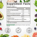 Vitalibre L Theanine Supplement 200mg | 7 in 1 L-Theanine with Magnesium Glycinate, Ashwagandha, Inositol, Vitamin B1 B2 B6 | No Gluten, for Calm, Relaxation, Sleep & Focus Support, 120 Vegan Caps