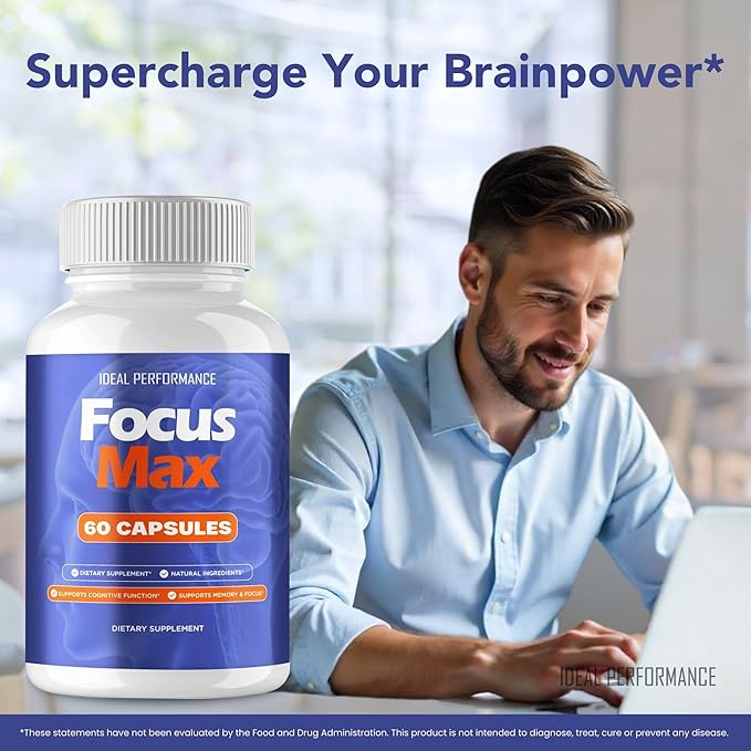 Focus Max Supplement Pills, Focus Max Capsules for Brain Health & Memory Support - Maximum Strength, Advanced Formula Nootropic Pills, All Natural Ingredients FocusMax Support Reviews (2 Pack)
