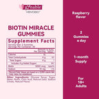 Hair Skin and Nails Vitamins: Biotin Gummies - 5000mcg Biotin for Hair Growth and Stronger Nails for Women & Men - Vegan Gummy Vitamin B7, 30 Days Supply, Raspberry,60 Counts