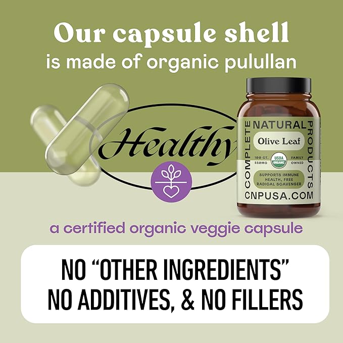 Organic Olive Leaf Extract Capsules 550mg - Pure Olive Leaf Extract Organic Formula, Immune & Digestive Support Supplement, 1100mg Serving, Vegan Non GMO, No Fillers, 100 Olive Leaf Capsules Made USA