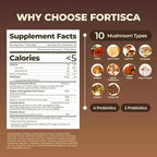 10 Kinds Mushroom Coffee with Probiotic(Lion's Mane, Cordyceps, Turkey Tail & Other), Ashwagandha Instant Coffee Mushroom Supplement for Better Energy, Gut Health 210g 7.41oz
