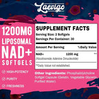 Liposomal NAD+ Supplement 1200mg High Absorption, Cellular Energy & Mitochondrial Support, NAD Plus for Longevity & Vitality, Anti-Aging Formula, 120 Softgels