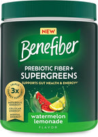 Benefiber Prebiotic GLP-1 Friendly Fiber + Supergreens Dietary Supplement Powder, Watermelon Lemonade Flavor, 8.8 oz (250g)