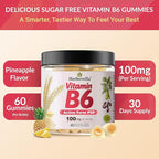 Vitamin B6 Gummies 100mg, Vitamin B6 Supplement P5P for Energy & Nervous System, Sugar Free, Vegan, 60 Liquid-Filled Gummies.