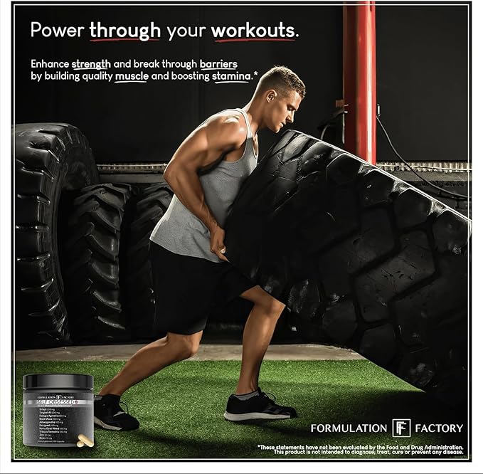 Formulation Factory Self Obsessed Masculine Vitality & Testosterone Support - 10-in-1 Complex with Shilajit, Tongkat Ali, & Fadogia Agrestis - 240 Capsules, 4 Month Supply