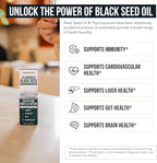 Black Seed Oil Liquid | 5% Thymoquinone - TQ-Advanced® | High Potency - 100 mg per Serving - 15:1 Concentrate from Nigella Sativa Extract, Raw Form, Vegan Formula, Glass Bottle (30 Servings)