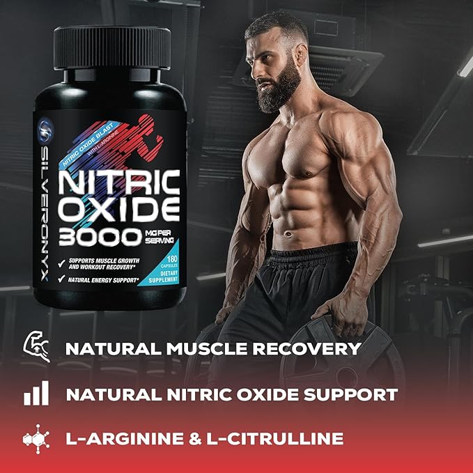 Extra Strength Nitric Oxide Booster - 3X Strength L-Arginine AKG & Citrulline Malate - Men & Women Premium Pre Workout Nitric Booster - Natural Energy & Muscle Support, Bottled in USA - 180 Capsules