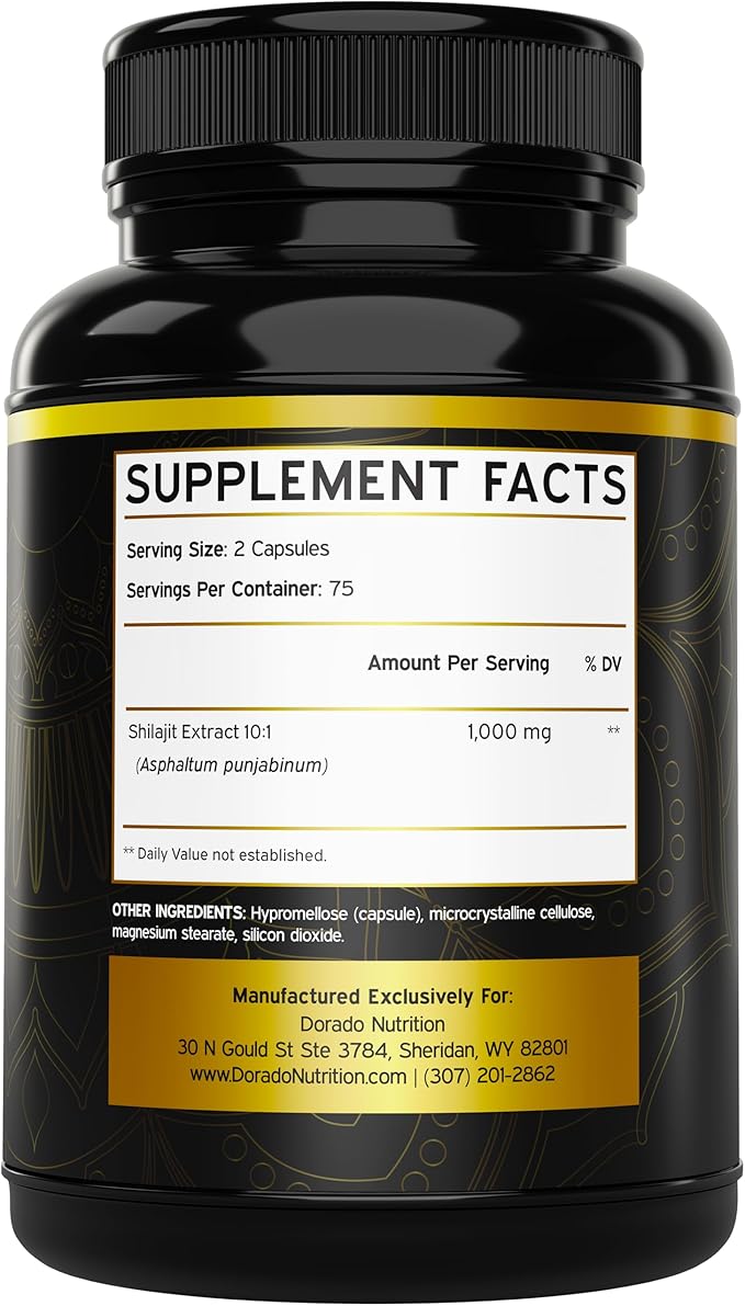 Shilajit Capsules with 85+ Trace Minerals (75 Day Supply, 1000mg Extract per Serving) Himalayan Shilajit for Men & Women with Fulvic Acid - Third Party Tested Supplement, Non GMO, Vegan & USA Made