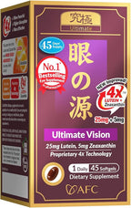 AFC Japan Ultimate Vision 4X - Improved, Up-Sized Eye Formula with Lutein, Zeaxanthin, Bilberry Extract and Vitamins for Age-Related Eye Problem, Blurry & Poor Vision, Dry Eye, Macular Health 45s