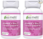 EZ Melts Women's Multi + Hair Growth - Daily Multivitamin for Women - Supports Healthy Energy Levels & Reduced Hair Shedding - Non-GMO & Vegan - Peach - 120 Dissolvable Tablets (60 Servings)