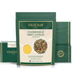 VAHDAM, Chamomile Mint Citrus Green Tea Leaves (50+ Cups, 3.5 oz) Essential Herbs | Green Tea Leaves, Chamomile, Peppermint, Spearmint, Orange Peels, Lemongrass | High Elevation Grown | Vacuum Sealed