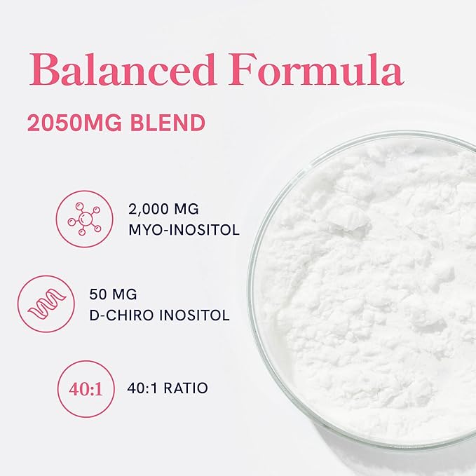 Myo-Inositol & D-Chiro Inositol for Hormone Balance for Women | Ideal 40:1 Ratio | Menstrual Cycle and Ovarian Health Support Supplement | Myo 2000mg & D Chiro 50mg with Vitamin B8 | 240 Count