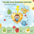 ABYSSUS Folinic Acid for Kids Gummies, Methylated B-Complex for Children, Maximum Absorption Supplement for Brain, Focus & Healthy Growth, Non-GMO, 60 Gummies
