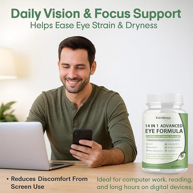 14 in 1 Advanced Eye Formula – Eye Vitamin and Mineral Supplement with Lutein, Zeaxanthin, Zinc & Bilberry Extract – Vision & Focus Support (2)