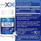 Genex Formulas NMN 500mg - 99% Pure Shelf Stabilized Supplement Capsules for Increased NAD Levels & Healthy Aging, GMP Certified, 500mg per Serving, 60 Capsules