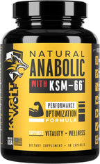 Night Wolf Supps KSM-66 Organic Ashwagandha 600mg, Fenugreek, Natural Anabolic and Muscle Support - with AstraGin for High Absorption - USA Made & Non GMO 3rd Party Tested - 90 Capsules