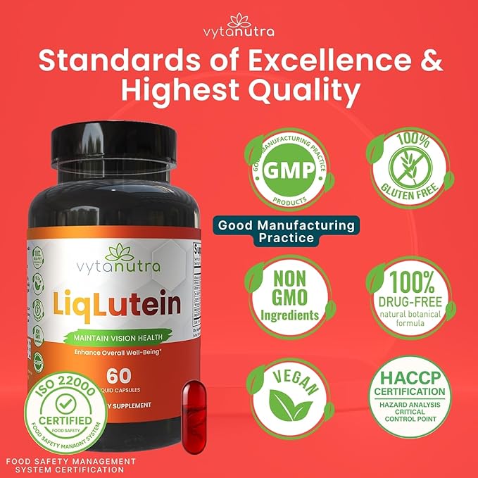Liquid Lutein & Zeaxanthin – Fast-Absorbing Eye Support for Blue Light & Visual Health with Zinc, Vitamin A & Antioxidants – 60 Veggie Liquid Capsules