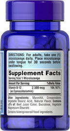 Puritan's Pride Vitamin B-12 2500 mcg Microlozenges, 100 Count