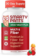 SmartyPants Fiber Supplement & Multivitamin for Men & Women, Prebiotic Fiber Gummies with Omega 3 (DHA/EPA), Vitamin D3, C, Vitamin B12, B6, A, K & Zinc, 90 Count (30 Day Supply)