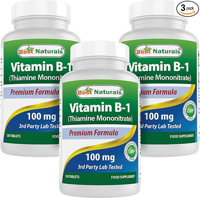 Best Naturals Vitamin B1 as Thiamine Mononitrate 100 mg Tablets (120 Count (Pack of 3))