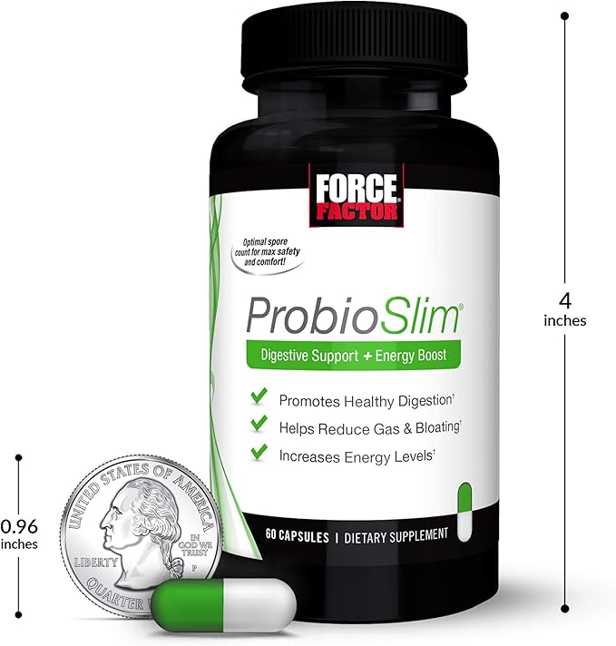 Force Factor ProbioSlim Probiotic Supplement for Women and Men with Probiotics and Green Tea Extract, Reduce Gas, Bloating, Constipation, Support Digestive Health & Gut Health, 180 Capsules (3-Pack)