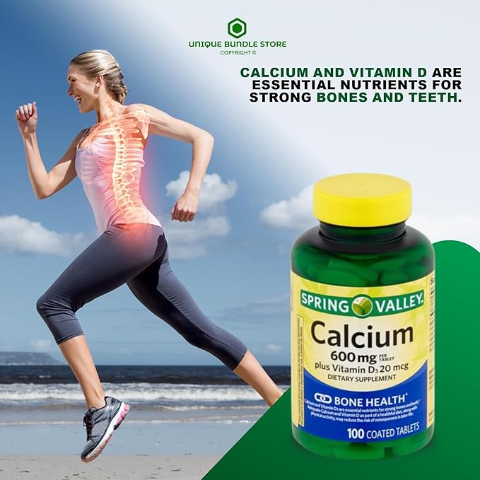 Calcium 600mg with Vitamin D3 – 100 Tablets, Calcium and 800 IU Vitamin D per Tablet, Gluten & Lactose Free, Daily Calcium Supplement for Women and Men (Pack of 3)