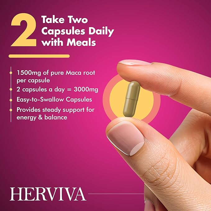Maca Root Capsules for Women & Men – Maca Root Powder 1500mg per Serving – Vegan Veggie Capsules