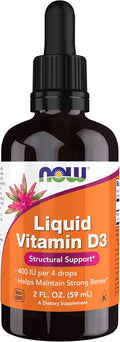 NOW Foods Supplements, Liquid Vitamin D-3, Strong Bones*, Structural Support*, 2-Ounce