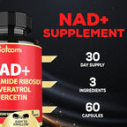 Satoomi NAD Supplement with Nicotinamide Riboside NR, Resveratrol, Quercetin - 60 Count - 30 Days