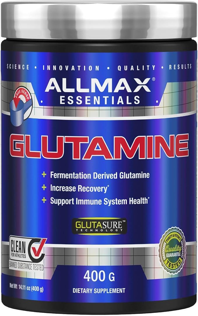 ALLMAX L Glutamine Powder 400g, Fermented L-Glutamine Powder Pure, Unflavored Glutamine Supplement for Gut Health, Recovery & Immune Support, Vegan, Gluten Free