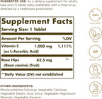 Solgar Vitamin C 1000 mg with Rose Hips - 100 Tablets - Antioxidant & Immune Support - Non-GMO, Vegan, Gluten Free, Dairy Free, Kosher - 100 Servings