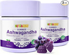 Ashwagandha Gummies & Vitamin D3 Gummies Organic Aswangdha Supplement for Improve Sleep, Stress Relief & Mood Calm (Grape Berry,Non-GMO, Gluten-Free & Sugar Free)-2 Pack