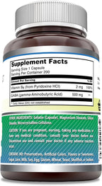 Amazing Formulas GABA with Vitamin B6 Supplement | 500 Mg Per Serving | 200 Capsules | Non-GMO | Gluten Free | Made in USA