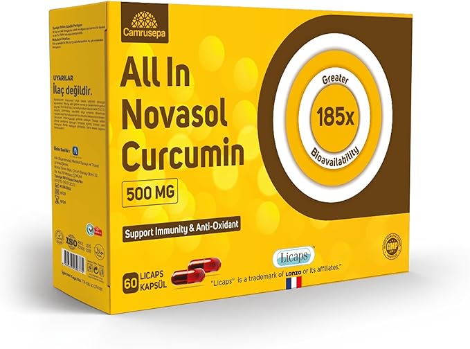 All in Novasol Curcumin Herbal Supplement – Advanced Curcumin Formula, Enhanced Absorption Licaps Capsules, Supports Antioxidant, Immune & Cellular Health | 60 Capsules