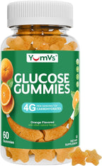 YUM-V'S Glucose Gummies – Fast Acting Glucose Chewable Gummies – Great Tasting – Gluten Free, Vegan, Non-GMO – Orange Natural Flavor – 60 Chewable Gummy for Adults & Kids