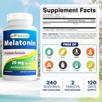 Best Naturals Melatonin 20mg 240 Tablets - Drug-Free Nighttime Sleep Aid - Non-GMO & Gluten Free (Pack of 2)