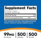 Nutricost Potassium Citrate 99mg, 500 Capsules (2 Bottles)