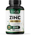 Built By Nature Zinc 50 mg – Zinc Gluconate for Highly-Absorbable Immune & Antioxidant Support – Promotes Skin, Eye & Immune Health – Non-GMO, Gluten-Free – 180 Tablets
