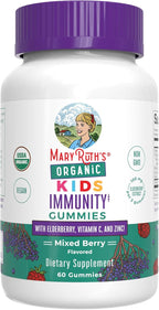 MaryRuth Organics Kids Immune Support Gummies | USDA Organic | Vitamin C, Zinc, and Elderberry Gummies for Kids| Immune Support for Ages 4+ | Vegan | Non-GMO | Gluten Free | 60 Count