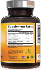 Turmeric Curcumin Supplement - 2400mg Organic Turmeric Per Serving - 95% Curcuminoids & BioPerine Black Pepper Extract for Best Absorption - Natural Vegan Joint Support, Bottled in USA - 240 Capsules