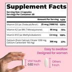 Calcium Supplements for Women - 4-in-1 Calcium 1200 mg with Vitamin D3 K2, B12 - High Absorption Calcium Citrate & Carbonate for Bone Density & Strength, Non-GMO, 120 Vegan Capsules
